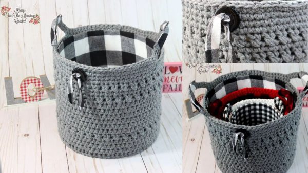 Large Mountain Lodge Crochet Basket