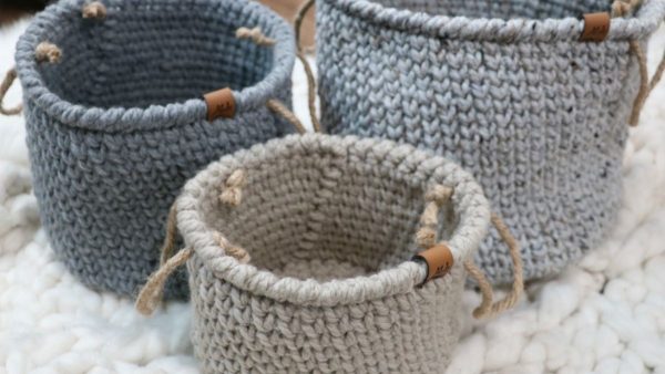 Rustic Farmhouse Style Crochet Basket
