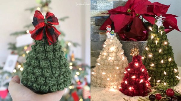 Bobble Stitch Crochet Christmas Tree Trio