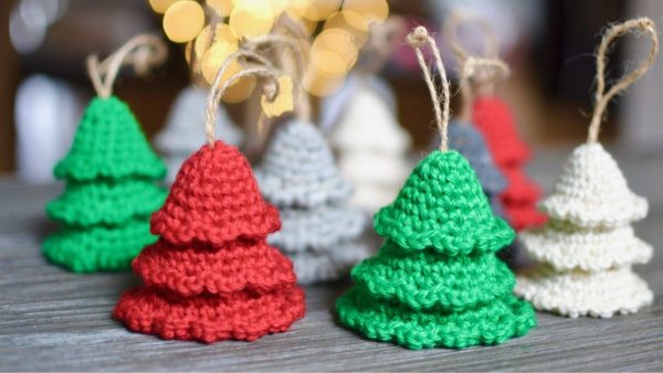 Crochet Rustic Tree Ornaments