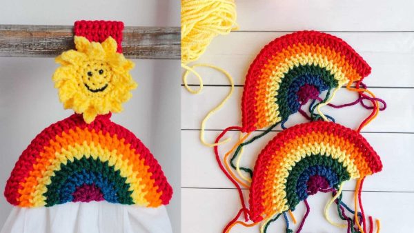 Crochet Rainbow Towel Toppers