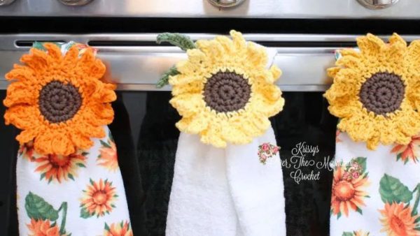 Crochet Sunflower Towel Toppers