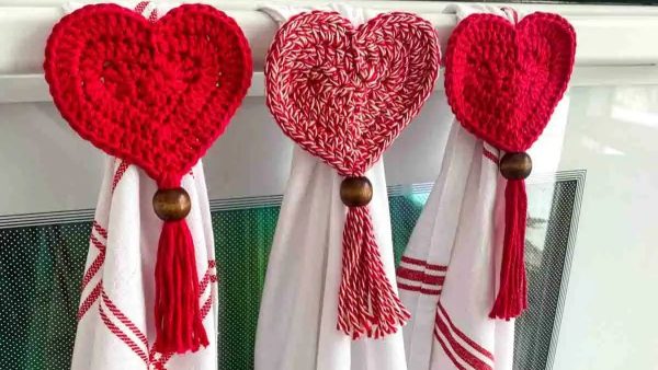 Heart Crochet Tea Towel Toppers