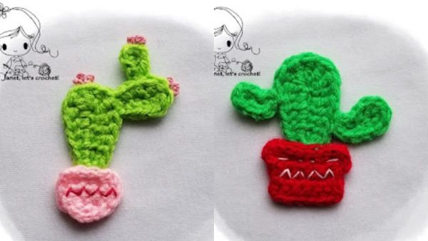 Crochet Cactus Applique 