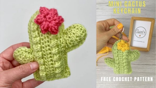 Crochet Mini Cactus Keychain