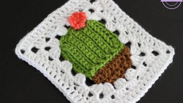 Succulent Cacti Crochet Granny Square